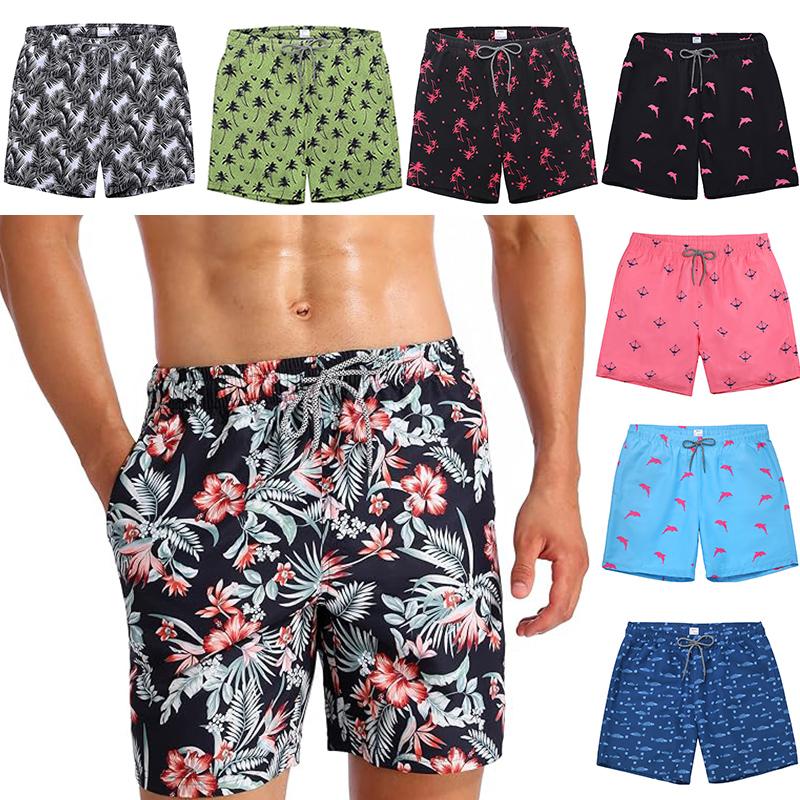 Mens Swim Trunks Digital Print Casual Beach Shorts Above Knees Quick Dry Hawaiian Swimming Shorts Summer Swimwear Bathing Suits for Men Surf Pants