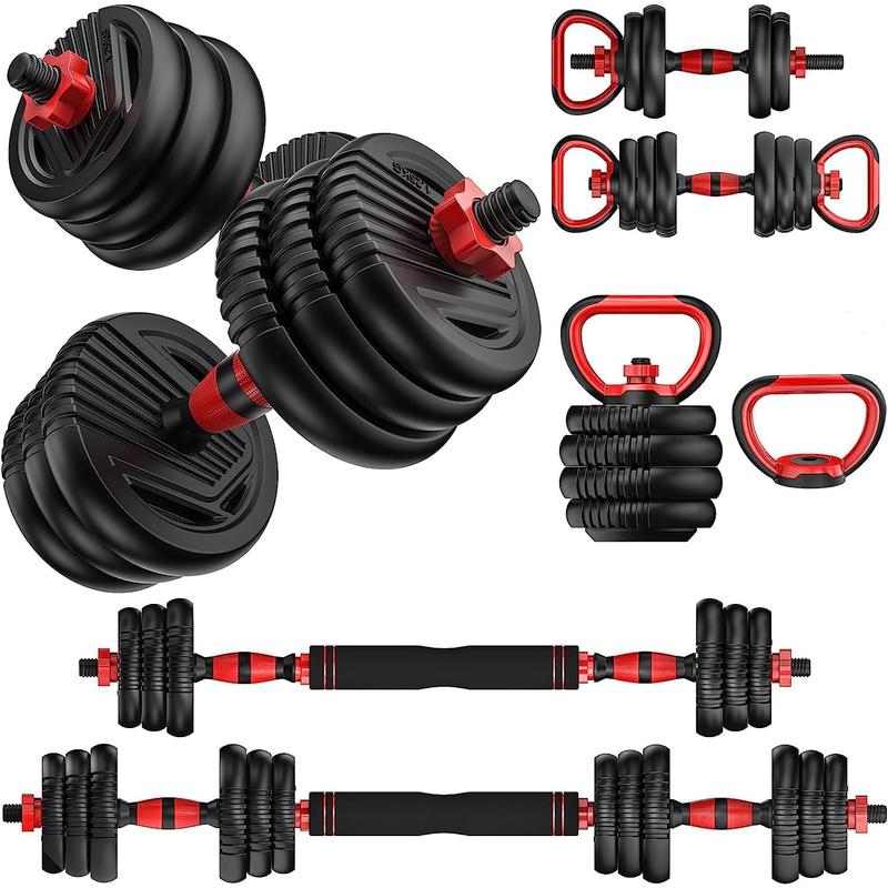 Adjustable Dumbbells, 10 25 35 55 70 90Lbs Free Weight Set with Connector, 4 In1 Dumbbells Set Used as Barbell, Kettlebells, Push up Stand, Fitness Exercises for Home Gym Suitable Men Women UNNMIIY