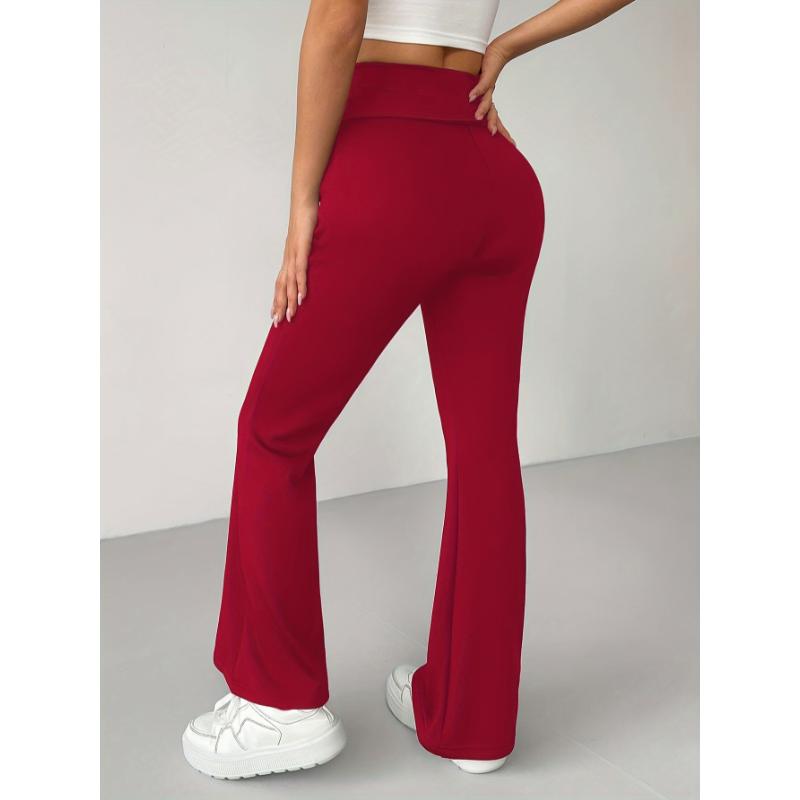 Winter plus fleecy flares Women's high waist warm wide leg pants sports fitness yoga micro pants