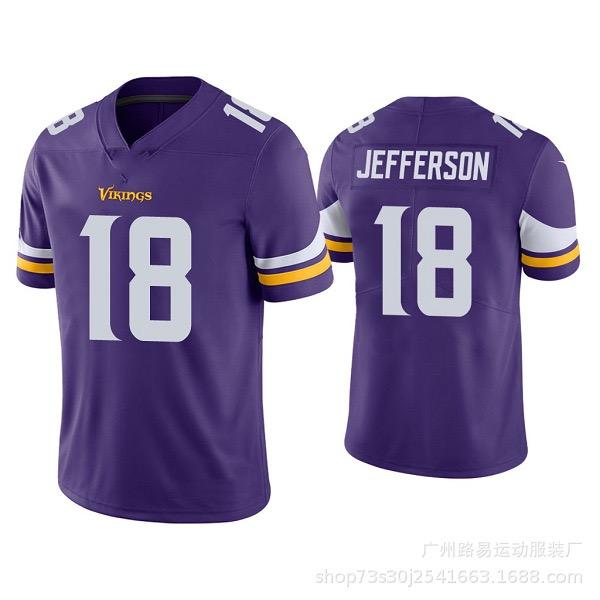 Justin Jefferson Purple Jersey, Men'sFootball Uniform, Game Day Apparel,Sports Team Merchandise