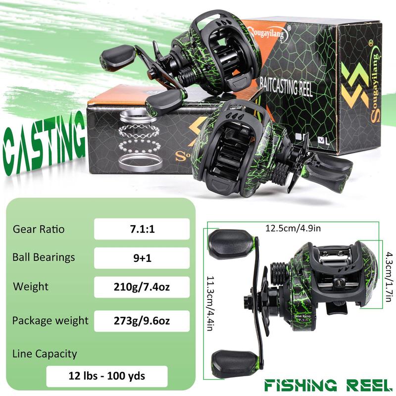 Baitcasting Fishing Reel, 1 Count 9+1bb 7.5:1 Gear Ratio Fishing Reel, Fishing Accessories for Inshore, Boat, Rock, Freshwater and Saltwater Fishing