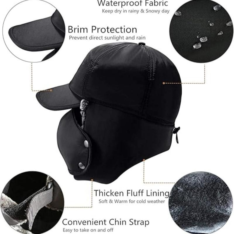 Winter must-have warm hat, 3-in-1 winter hat with earmuffs, warm fur lined catcher hat windproof cycling cap