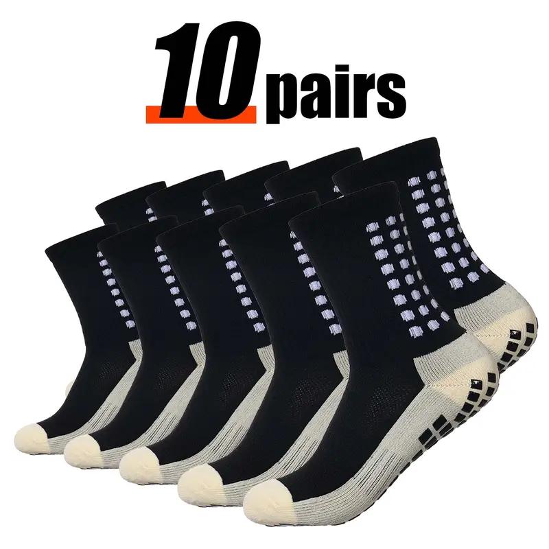 3 6 10 Pairs Soccer Socks Breathable Cushioned with Non-Slip Silicone Grips Mid-Calf Professional Training for Outdoor Sports Football Matches Fitness