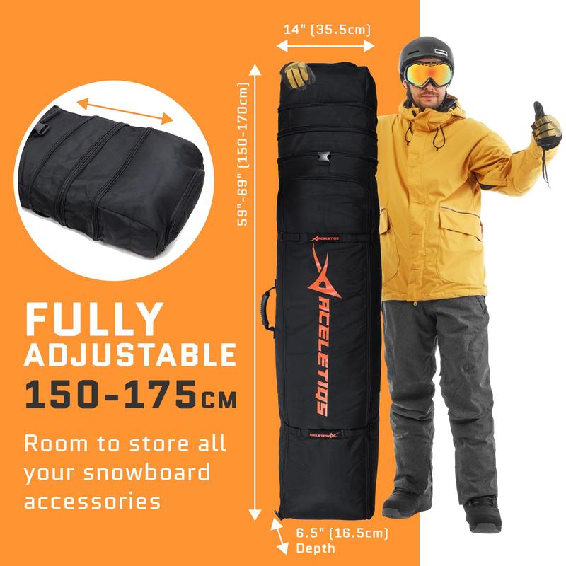 Snowboard Bag with Wheels | Store all your Snowboarding Gear | Snowboard Bag for Air Travel | Waterproof Design | Fully Adjustable fit 150cm-170cm | Rollup Design for Ultimate Portable Storage