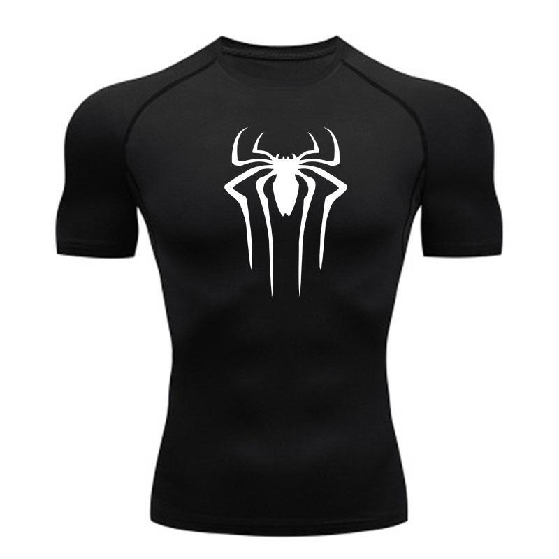 Spider Logo Compression Shirt - Men's Crewneck Slim-Fit Sports T-Shirt | Quick-Dry, Breathable, Sweat-Wicking | Perfect for Running, Gym Training, and Base Layer