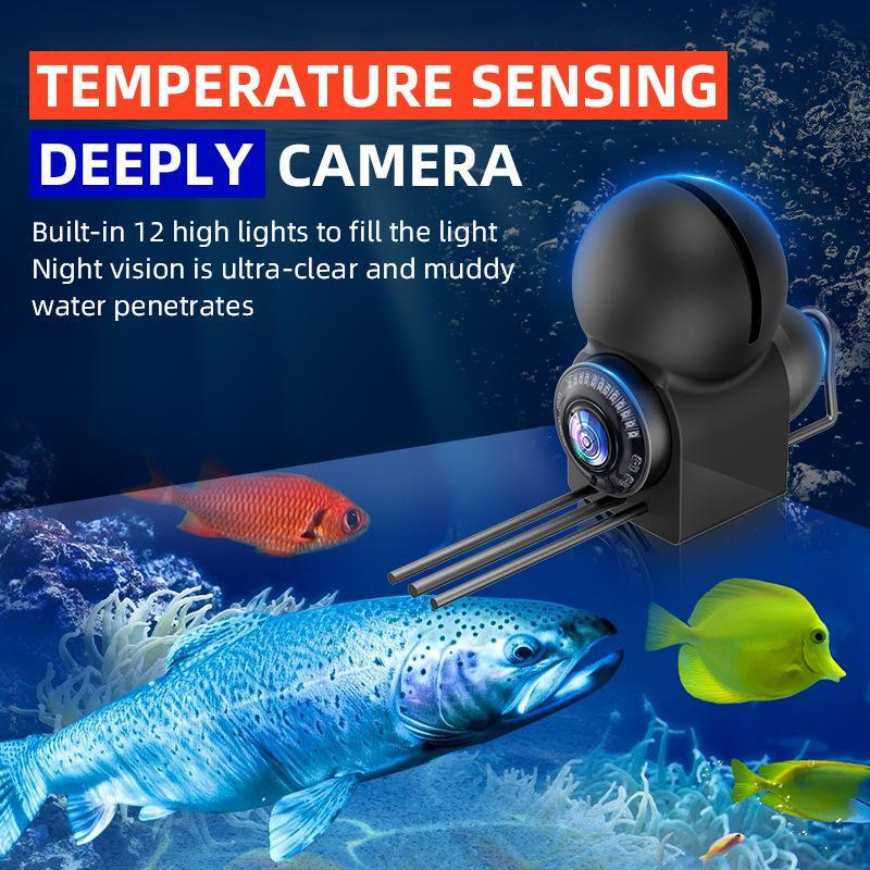 30M 5-inch HD Fishing Camera with 1080P Color Display, Underwater Temperature Sensing Deep Viewing System, Night Vision Fishing Camera for Ice Sea River Fishing