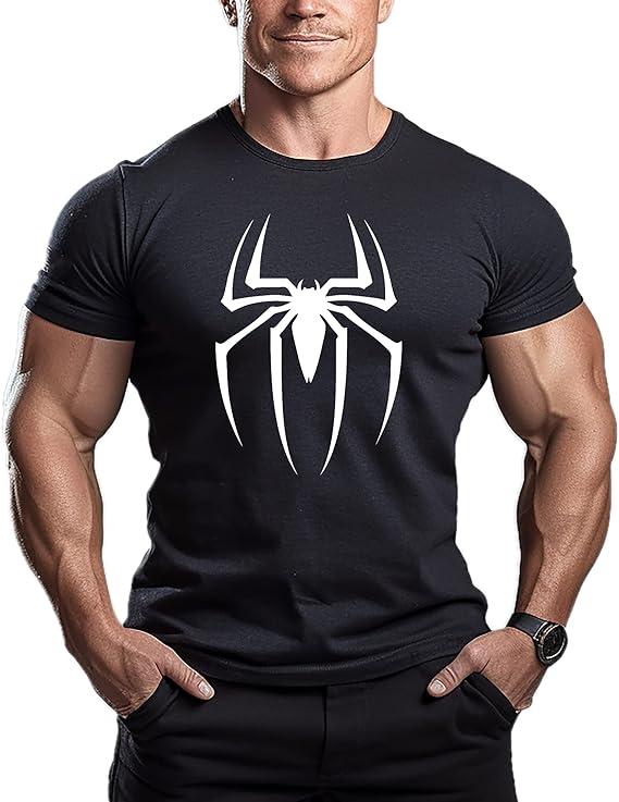 Spider Logo Compression Shirt - Men's Crewneck Slim-Fit Sports T-Shirt | Quick-Dry, Breathable, Sweat-Wicking | Perfect for Running, Gym Training, and Base Layer