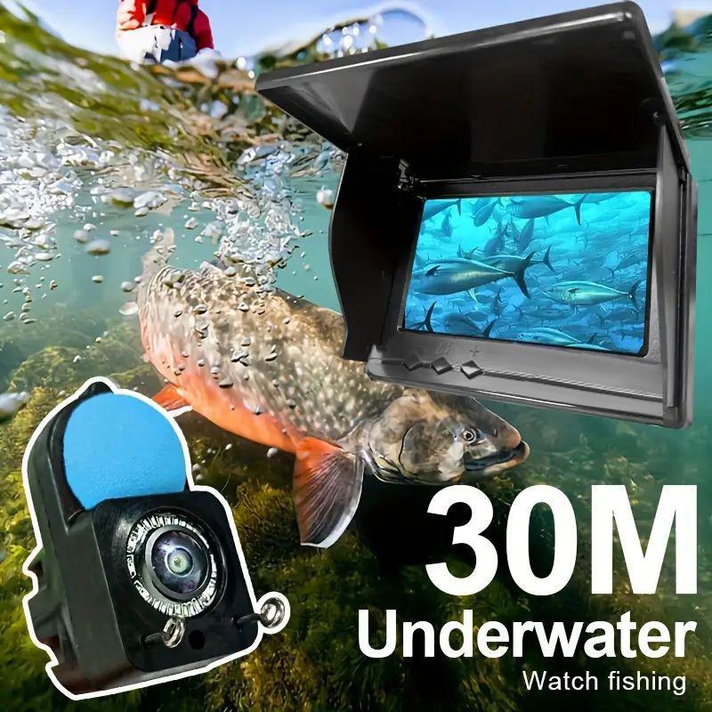 30M 5-inch HD Fishing Camera with 1080P Color Display, Underwater Temperature Sensing Deep Viewing System, Night Vision Fishing Camera for Ice Sea River Fishing