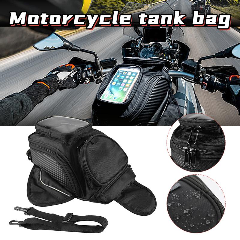 Motorcycle storage bag, waterproof nylon tarpaulin, mobile phone front frame, snug side frame, saddle bag, tool storage gear bag with shoulder straps, magnetic in