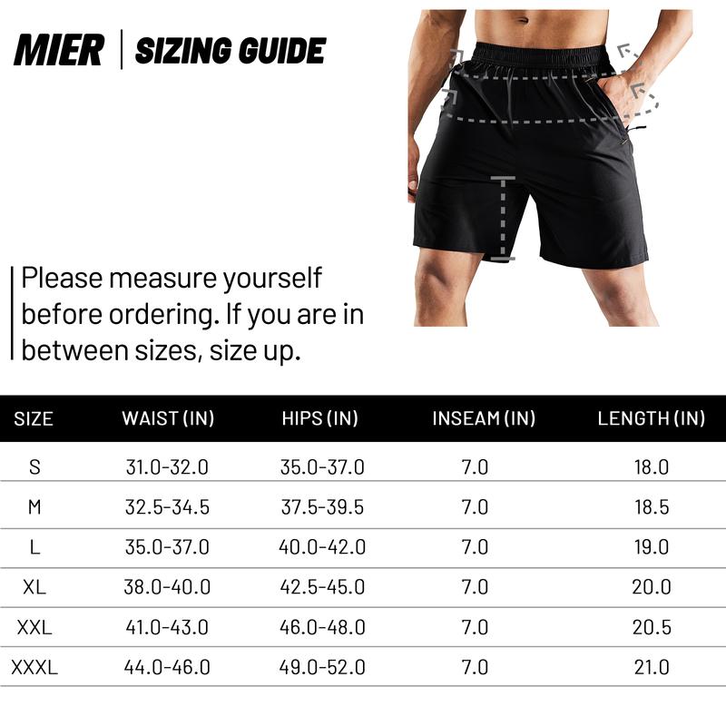 MIER Men's Quick Dry Running Shorts 7'' With Zipper Pocket, Drawstring Workout Fitness Shorts, Breathable Comfortable Men's Gifts