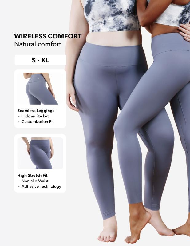 COMFELIE Leggings for Women with Pockets Mid-Rise Yoga Pants No See Through, Seamless Serenity Leggings for Workout LI001