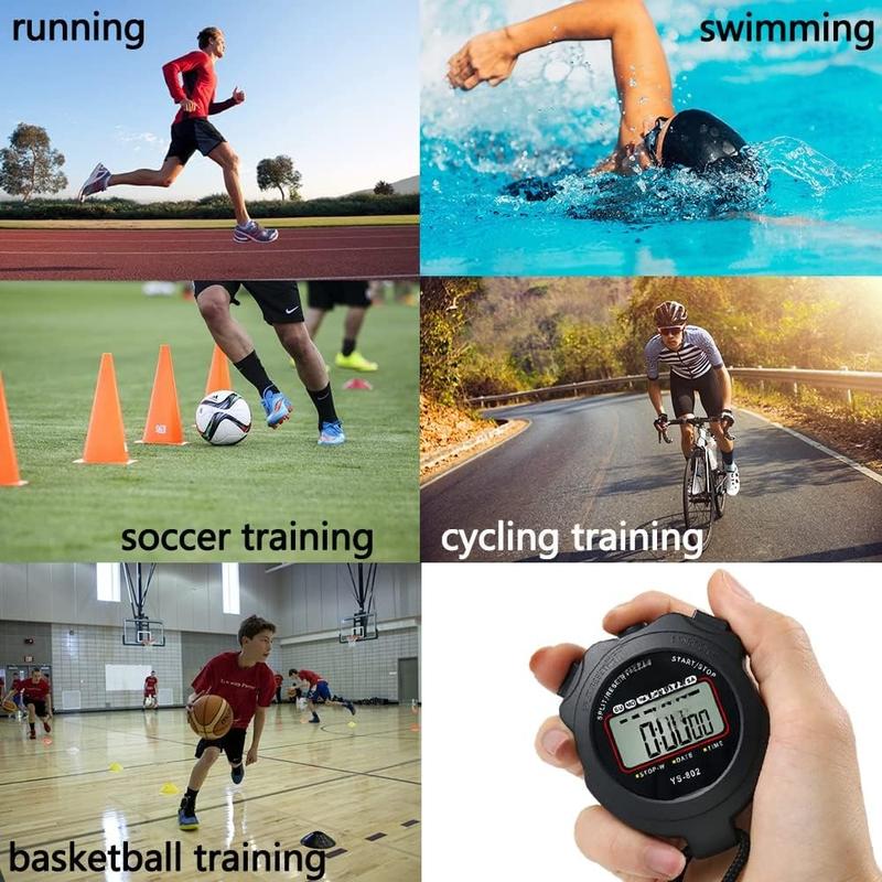 Stopwatch Timer Lap Split Digital Stopwatch with Clock Calendar Alarm, Large Display Stopwatch for Sports Coaches Swimming Running