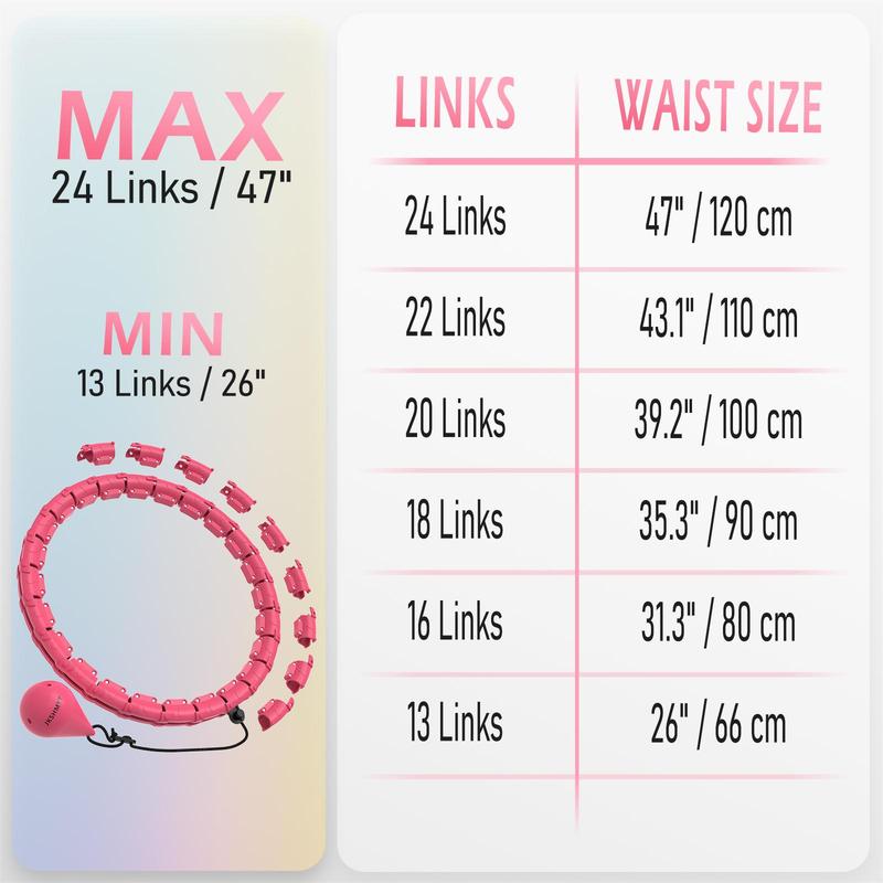 Smart Hula Circle Infinity Fitness Hoop for Adults Weight Loss, 24 Links & Size Adjustable,Weighted Fit Hoop with Waist Trainer hulahoop