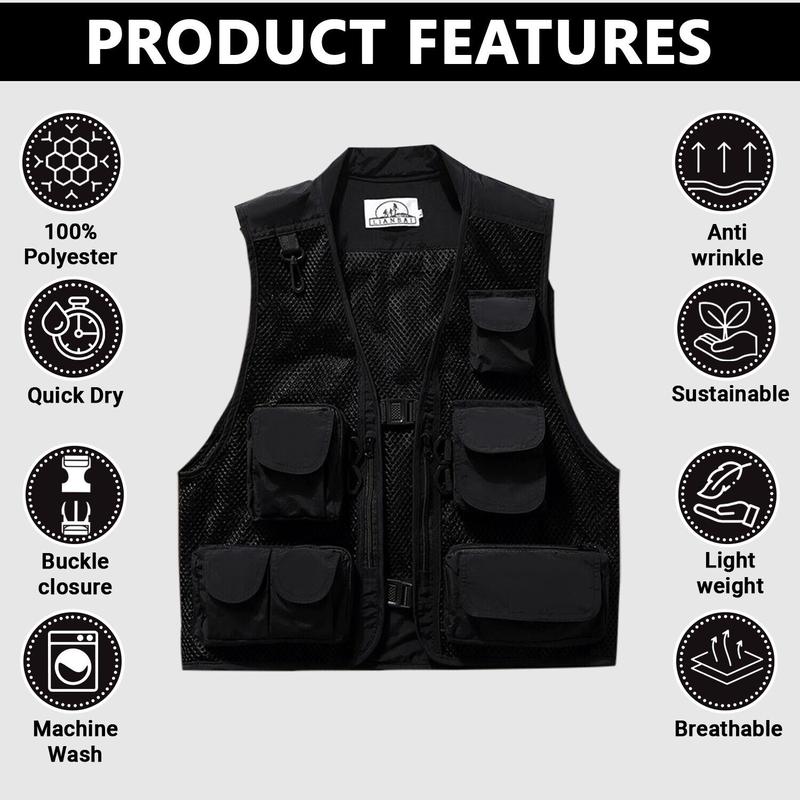 Vest For Men with Multi-Pockets for Hunting, Fishing, Hiking, Photography