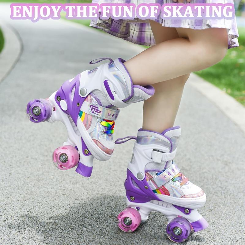 Roller Skates, Roller Skates,Girls Roller Skates,4 Size Adjustable  Roller Skates with Light up Wheels for for Beginner  Girls & Boys