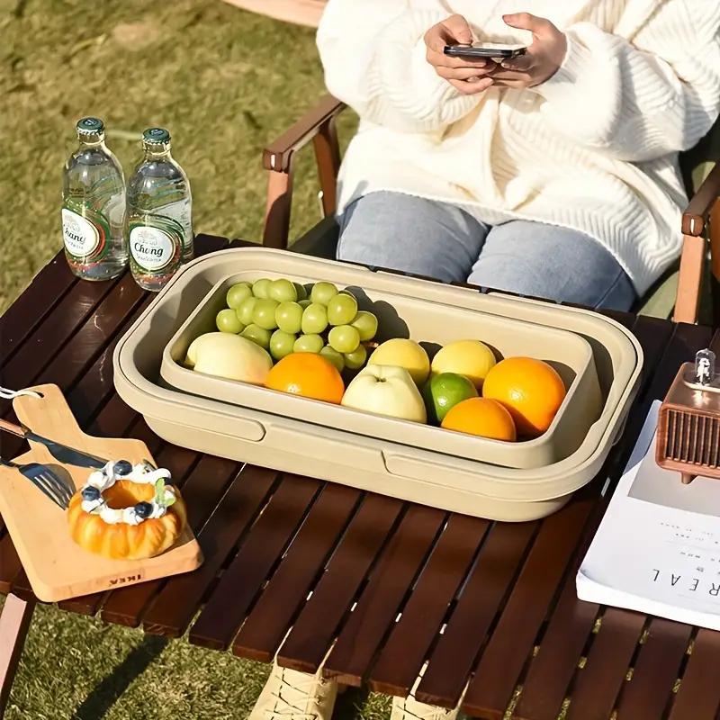 Foldable Outdoor Storage Box, 1 Count Portable Picnic Basket with Lid, Waterproof Picnic Car Trunk Cutlery Basket, Suitable for Outdoor Camping