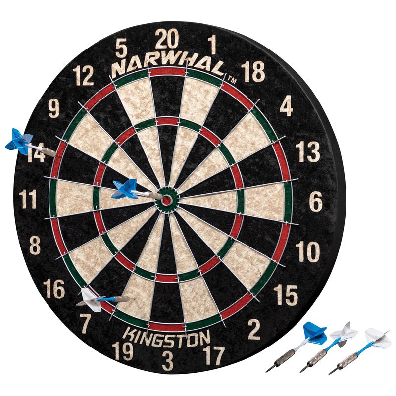 Narwhal Kingston Official Size Bristle Dartboard with 6 Steel Tip Darts EAST POINT SPORTS LTD L