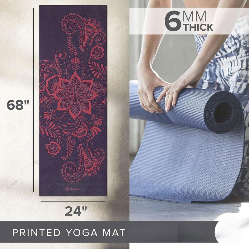 Yoga Mat - Premium 6mm Print Extra Thick Non Slip Exercise & Fitness Mat for All Types of Yoga, Pilates & Floor Workouts (68