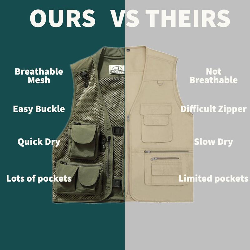 Vest For Men with Multi-Pockets for Hunting, Fishing, Hiking, Photography