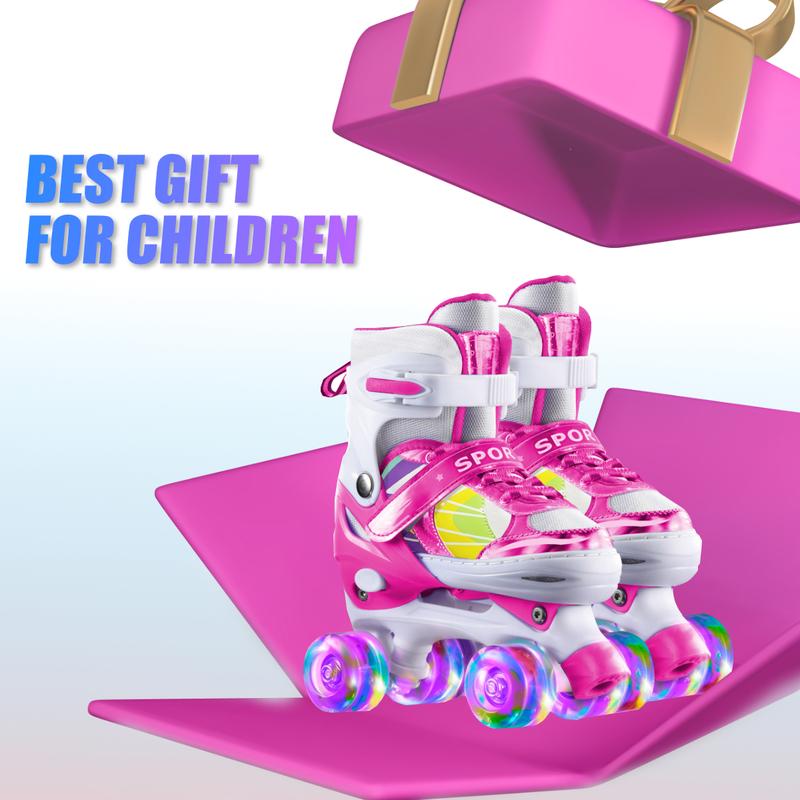 Roller Skates for Women and Girls, Adjustable Pink Roller Skate, Light up wheels shine, Safe and Fun for Kids