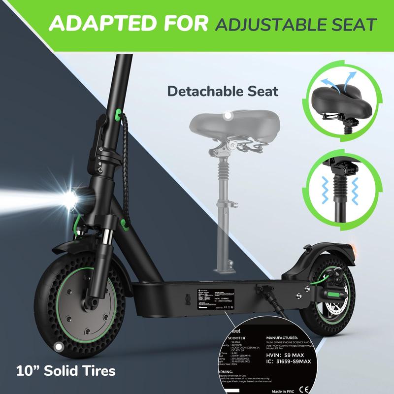 S9MAX 21MPH Portable Folding Electric Scooter, 19-38 Miles Range,  500W Motor, APP Connection with bag for Commute with Turn Signal Scooter for Adult Youth