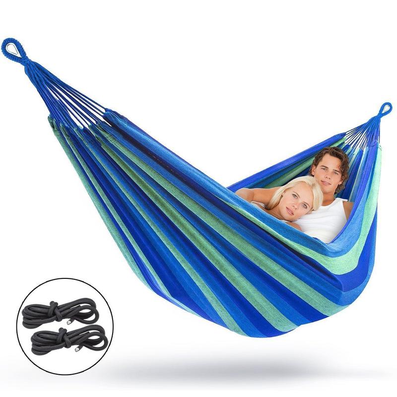 High Quality Brazilian Two Person Double Hammock for Outdoor Relaxation and Rest Canvas Camping