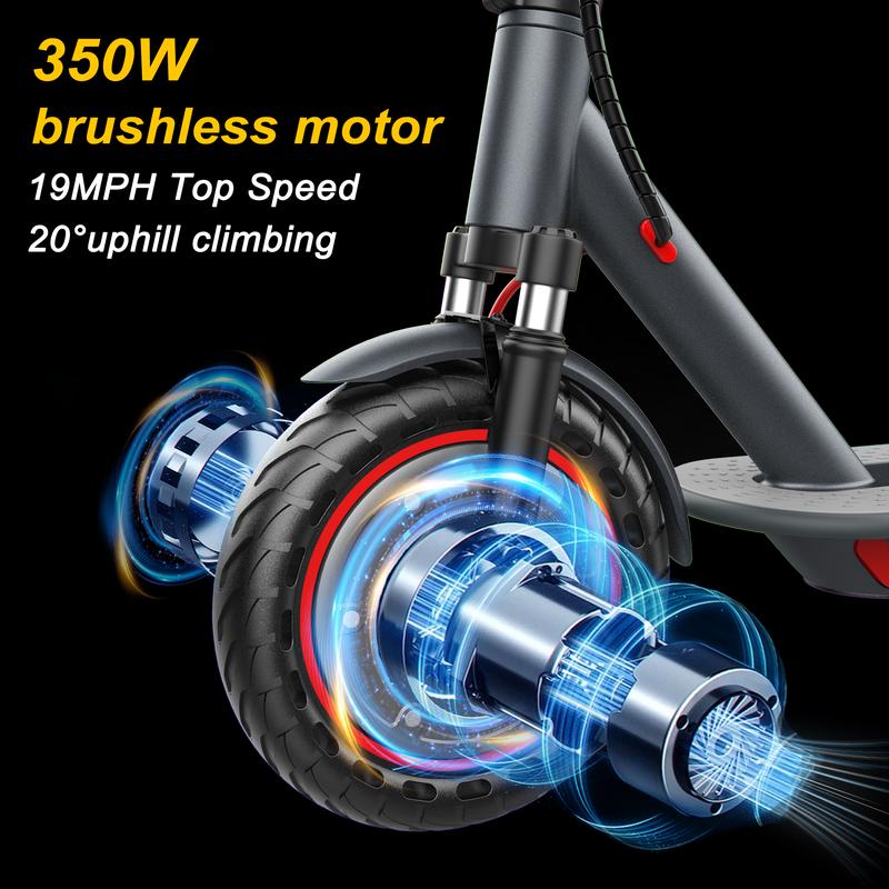 AOVOPRO AP07 electric scoote 22 miles of range, front and rear double shock absorbers 19MPH ultra-high speed, 8.5-inch non-slip solid tires 3-speed transmission, foldable waterproof grade IP65, LCD display