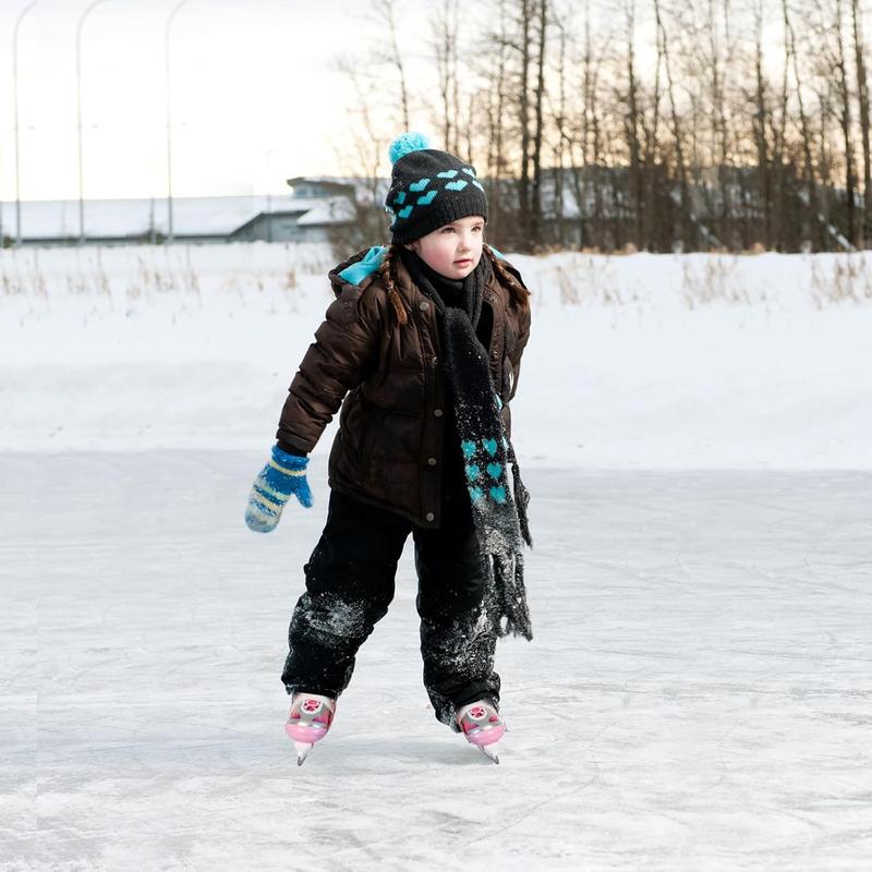 Adjustable Ice Skates for Kids Boys Girls, Blades Iceskates Ages 3-12, Pink, Purple, Black, Blue Warm Ice Skating Shoes for Outdoor and Rink