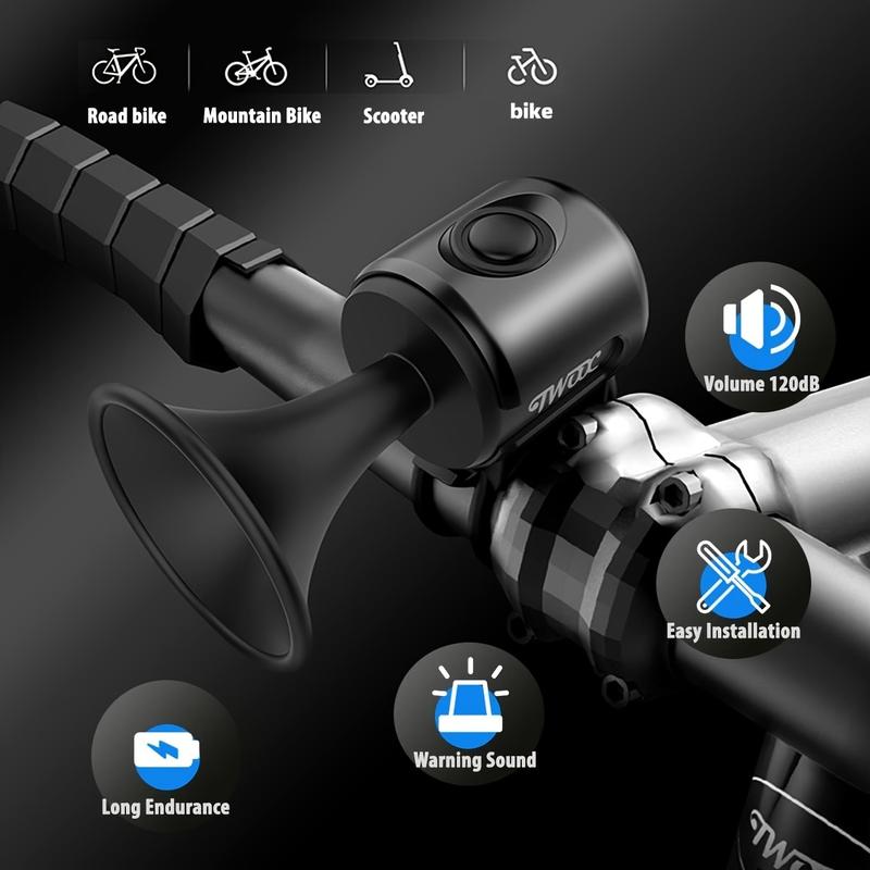 Bike Horn, 120dB Bike Chime IPX4 Waterproof Loud Bike Chime, Electric Horn With 300mAh Battery Operated, For MTB Road Bike Scooter Adults