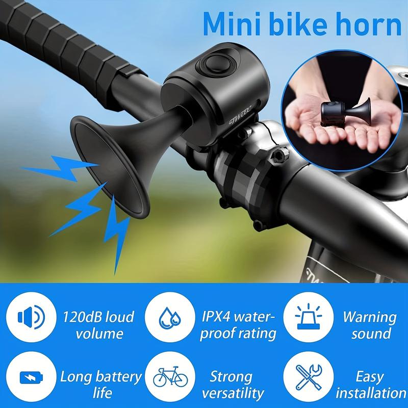 Bike Horn, 120dB Bike Chime IPX4 Waterproof Loud Bike Chime, Electric Horn With 300mAh Battery Operated, For MTB Road Bike Scooter Adults