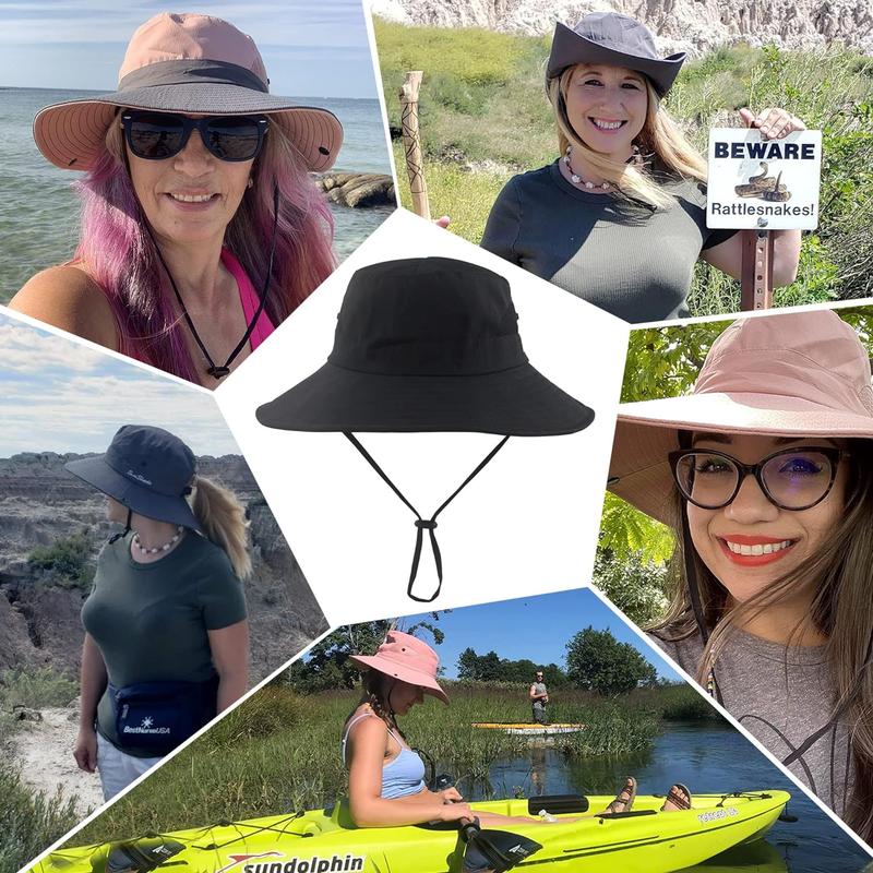 Sunshine Chic Wide Brim Ponytail Hat - Stylish UV Protection Cap for Women - Foldable Beach, Fishing, and Hiking Bucket Hat - Summer Sun Protection for Outdoor