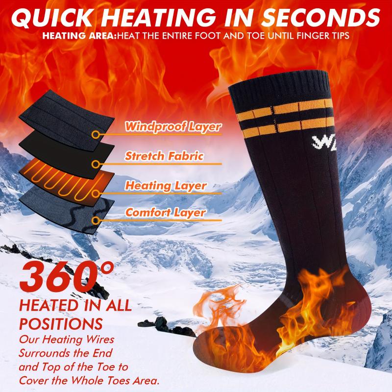 Rechargeable Heated Socks, Unisex Winter Warm Foot Warmer, Washable, Suitable for Outdoor Activities 2025 Black Friday