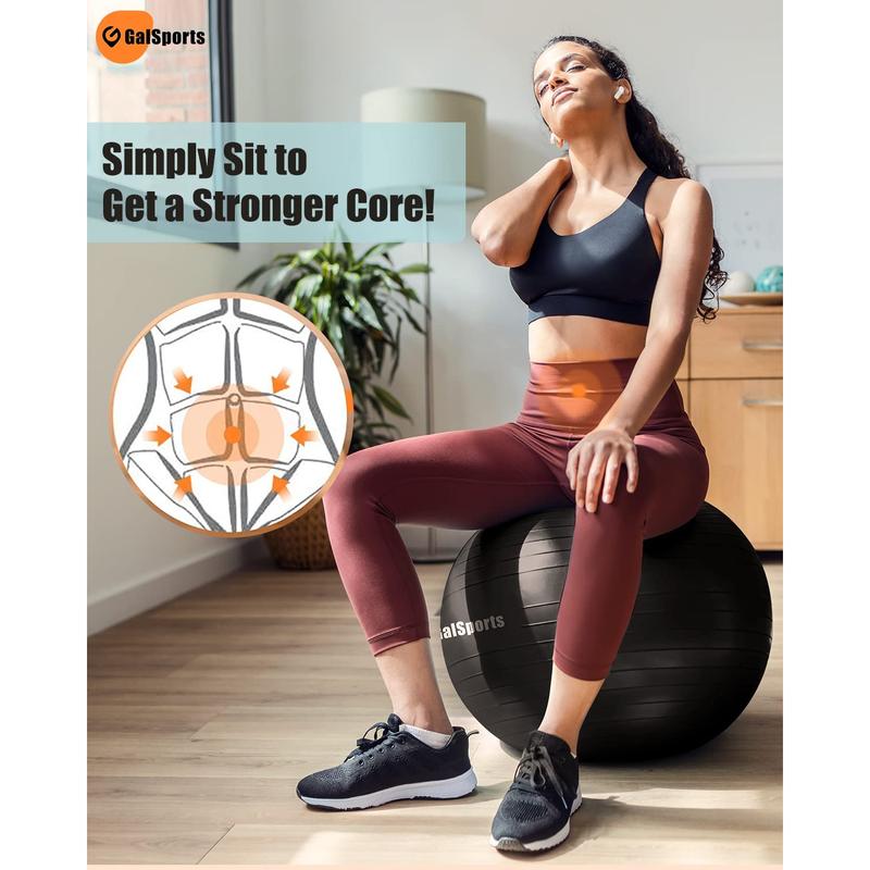 Galsports Yoga Ball Exercise Ball for Working Out, Anti-Burst and Slip Resistant Stability Ball, Swiss Ball for Physical Therapy, Balance Ball Chair, Home Gym Fitness GalSports