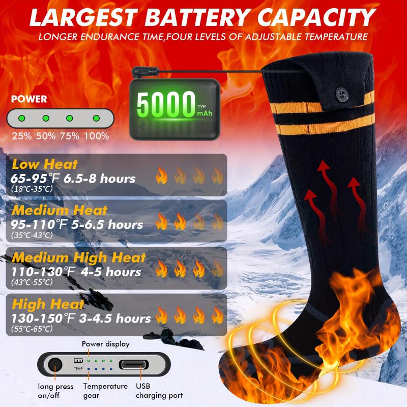 Rechargeable Heated Socks, Unisex Winter Warm Foot Warmer, Washable, Suitable for Outdoor Activities 2025 Black Friday