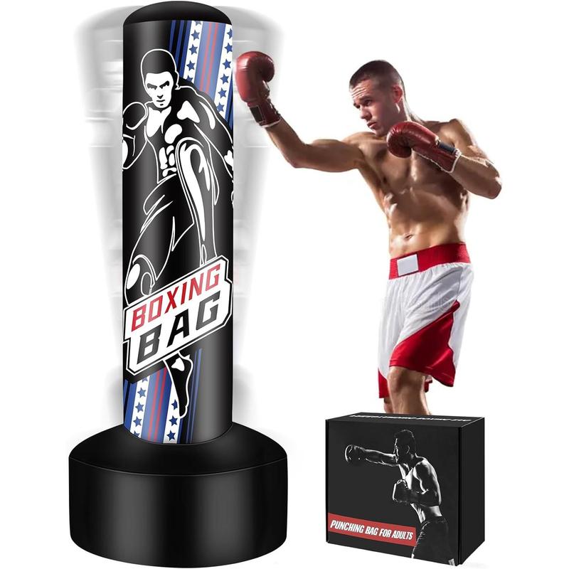 69'' Standing Punching Bag for Adults with Stand, Heavy Bag Boxing Equipment Kicking Bag Inflatable Kick Boxing Bag with Stand for Training MMA Muay Thai Fitness