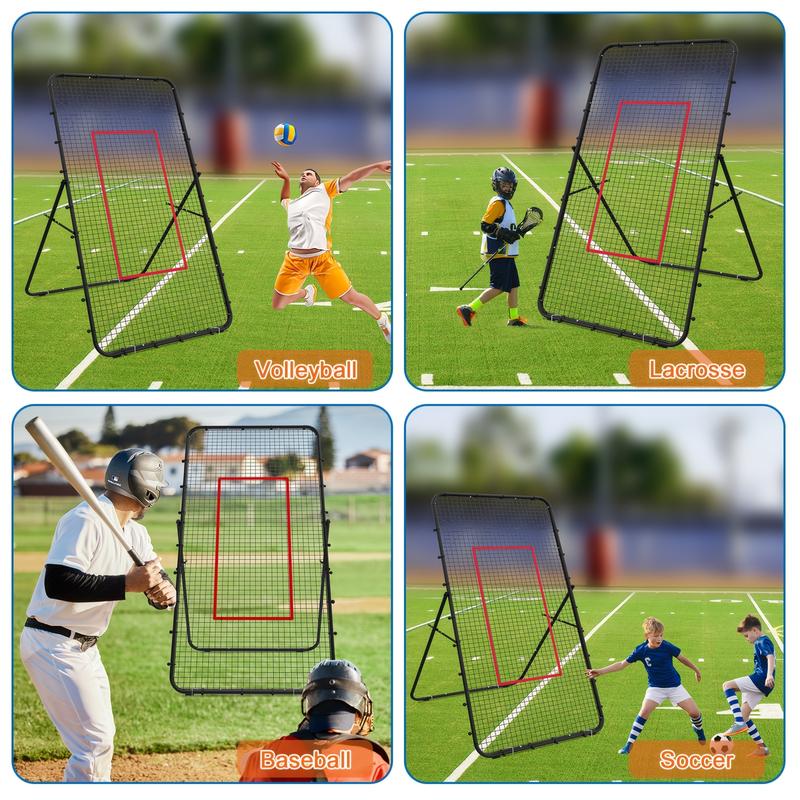 1pc Unisex-Adult Adjustable Volleyball Net System - 7x4 Ft Durable PA Nylon Training Equipment for Backyard Sports - Multi-Angle Lacrosse, Baseball, Soccer, Tennis Rebounder for Hitting, Serving, Passing, Spiking Practice