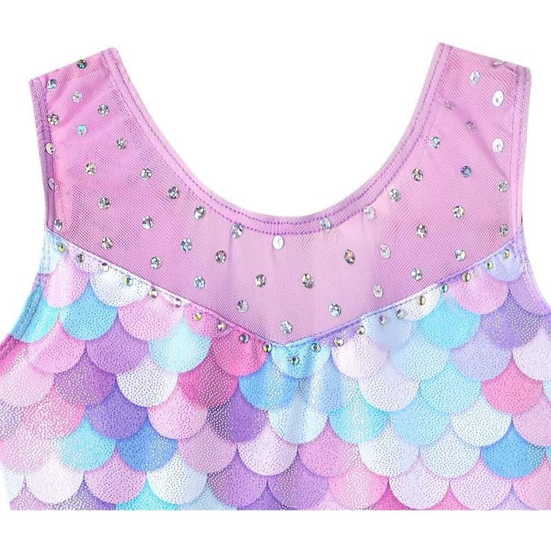 Leotards for Girls Gymnastics Toddler Dance Biketards Mermaid Unicorn Athletic Dance Wear Shiny Rainbow Blue Hotpink