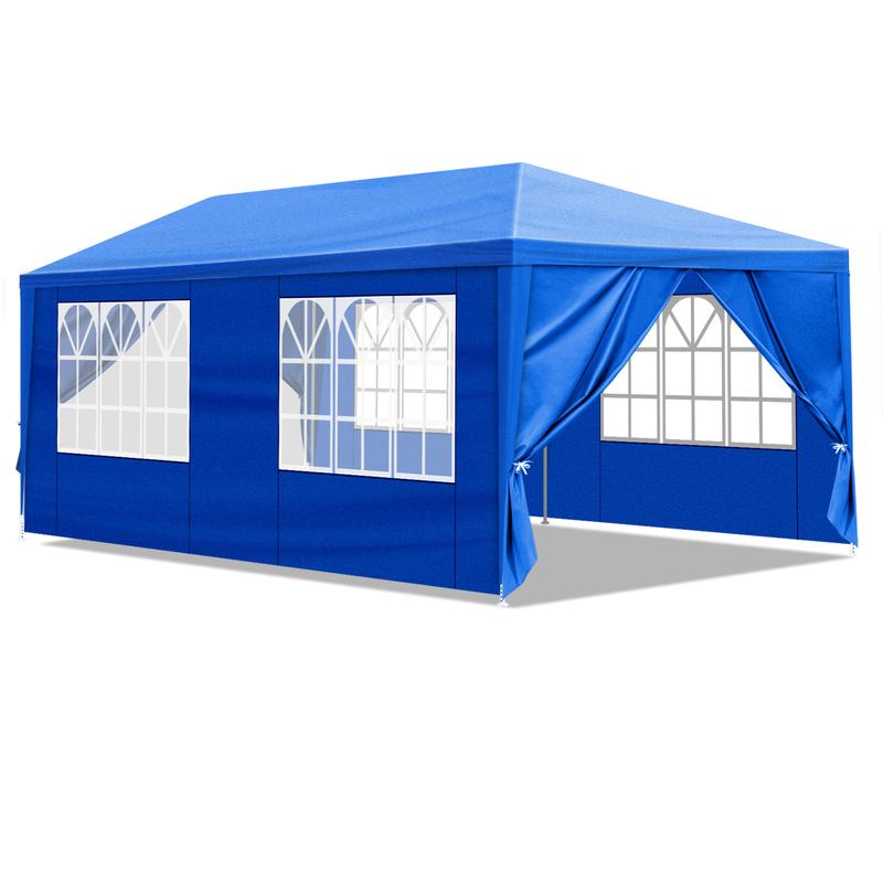 SY-10'x20' Outdoor Party Tent with 6 Removable Sidewalls, Waterproof Canopy Patio Wedding Gazebo, Blue