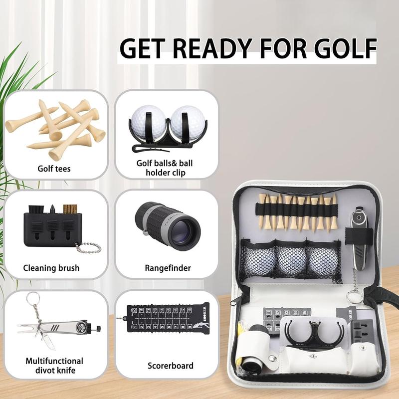 Golf Gifts for Men and Women,Golf Accessories Set with Hi-End Case,Golf Balls,Golf Tees,Golf Multifunctional Divot Tool,Rangefinder Golf Brush,Golf Scorer,Golf Ball Clamp