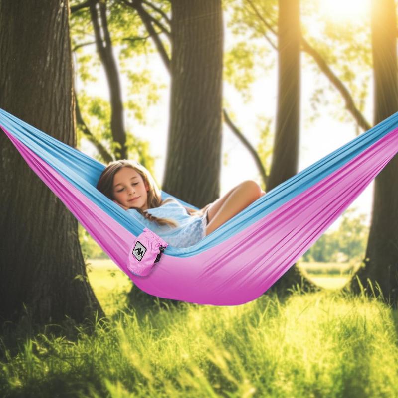 ayamaya Kids Camping Hammock, Small Outdoor Hammock Gifts for Children Girls Boys, Ultralight Kids Camping Gear with Tree Strap & Carabiners,Sling Swing Hammock for Indoor Outdoor Use