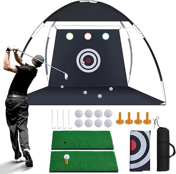 10x7ft All in 1 Golf Hitting Nets with Targets and Mats for Backyard Driving Home Practice