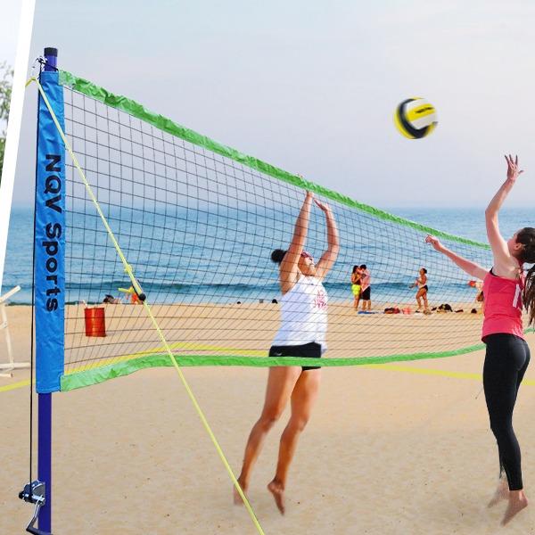 Professional Portable Outdoor Volleyball Net Set with Adjustable 3 Levels Height Steel Poles, Anti-sag System,Volleyball,Pump,Boundary Line and Carrying Bag for Backyard pickle  ball pickle  ball pickle  ball