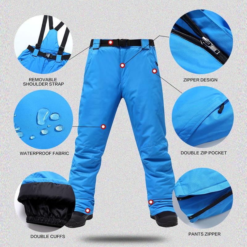 Men's Skiing Pants Brands Warm Outdoor Sports Waterproof Thinken Snow Trousers Suspenders Winter Snowboard Pants Men