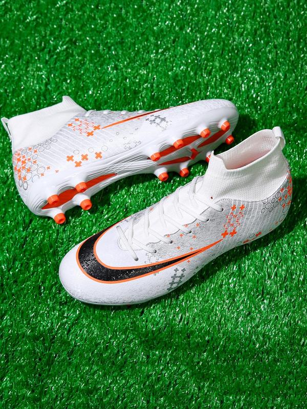 Men's Colorblock Lace Up Soccer Shoes, Breathable Comfortable Football Shoes, Non-slip Spikes Soccer Cleats for Outdoor Training