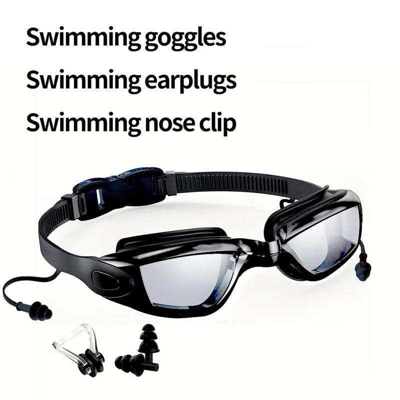 Professional Swimming Goggles, 1 Set Waterproof Anti-fog Swimming Goggles with Nose Clip & Ear Plugs, Comfortable Swimming Accessories for Adults