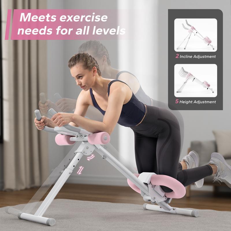 Adjustable Ab TrainerMachine with LCD Monitor, FoldableAbdominal Exercise Machine for abs, Core &Ab Trainer Machine at Home Gym, Workoutfor Arm, Leg, Buttocks Shaper