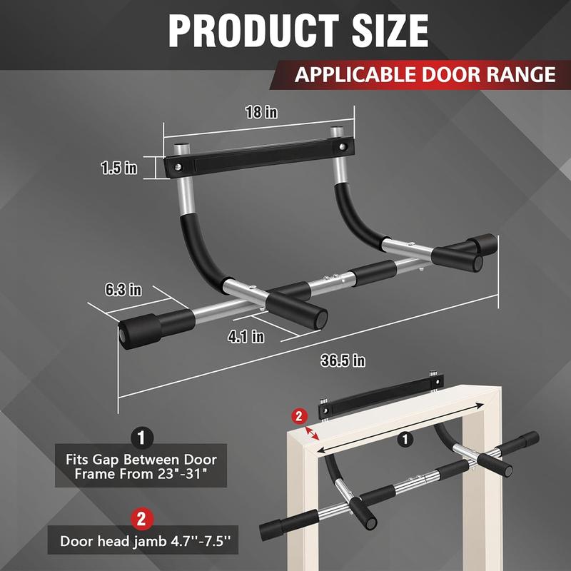 Upgrade Pull Up Bar for Doorway, Max Capacity 440 lbs Chin Up Bar, Portable Upper Body Workout Bar, Strength Training Door Frame Pull-up Bars, Hanging Bar for Exercise, Pullup Bars for Home