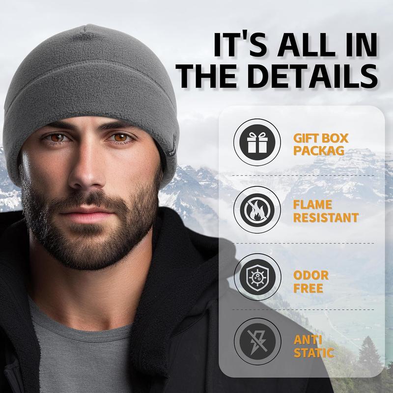 OUTDOOR SHAPING 2 Pack Tactical Fleece Cap Winter Warm Beanie Military Army Watch Cap Gift for Men Women