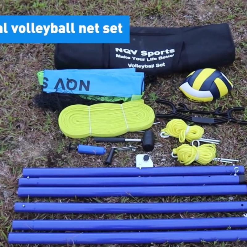 Professional Portable Outdoor Volleyball Net Set with Adjustable 3 Levels Height Steel Poles, Anti-sag System,Volleyball,Pump,Boundary Line and Carrying Bag for Backyard pickle  ball pickle  ball pickle  ball