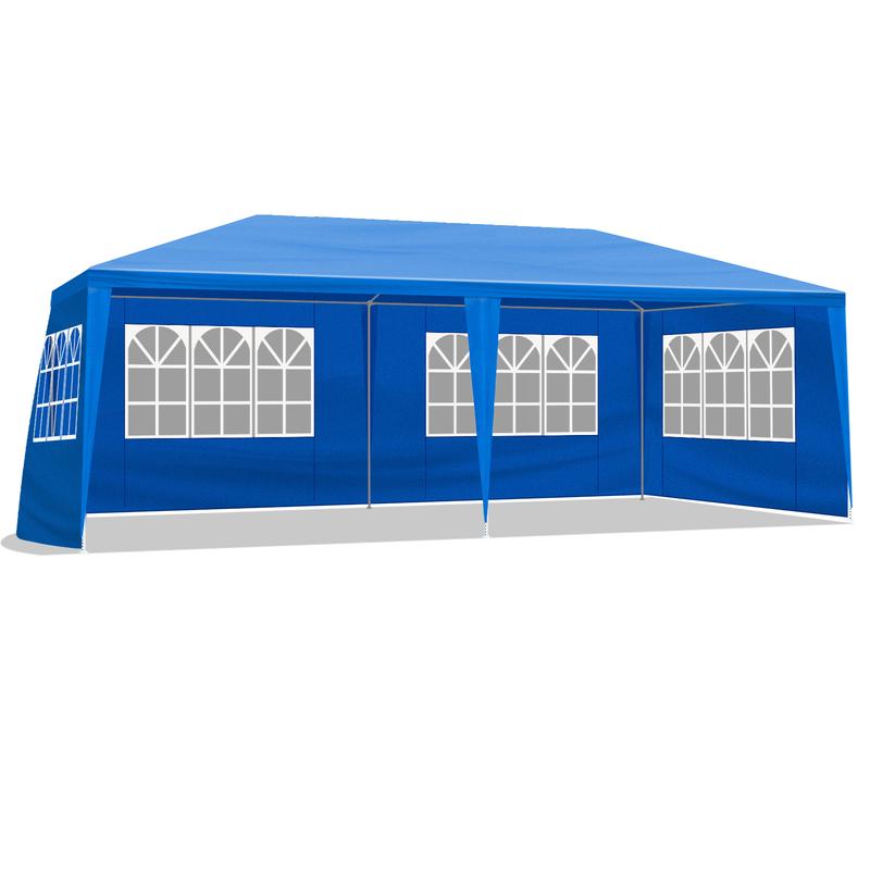 SY-10'x20' Outdoor Party Tent with 6 Removable Sidewalls, Waterproof Canopy Patio Wedding Gazebo, Blue